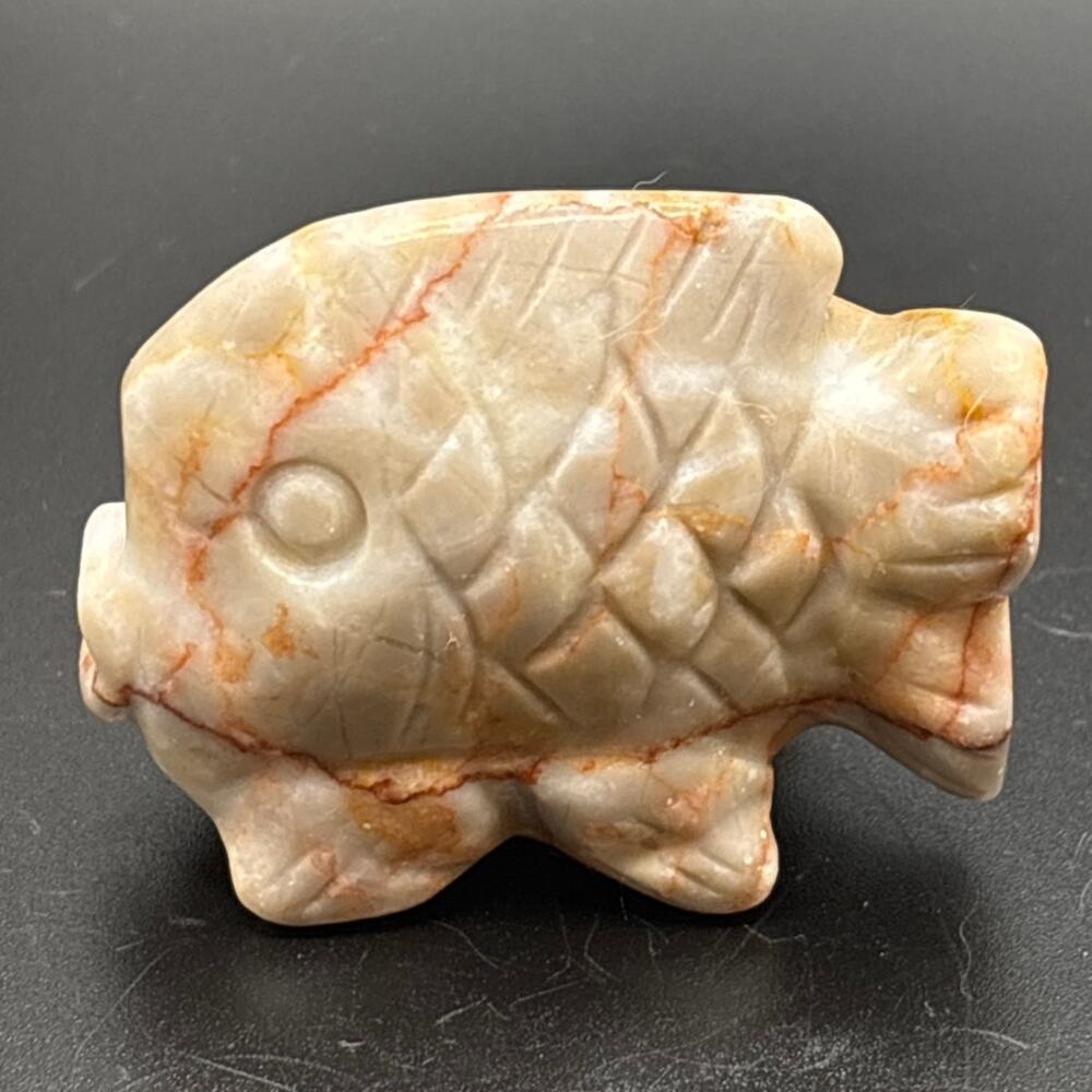 Cute Red Veined Jasper Crystal Fish Carving!